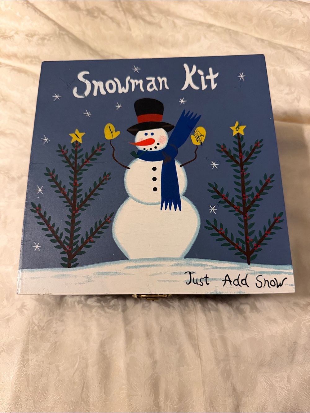 Snowman Kit Decorative Box - Blue and White